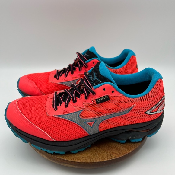 Mizuno Wave Rider 20 GTX Running Sneakers Coral Orange Blue Women Shoe Sz.8.5 - Picture 3 of 8